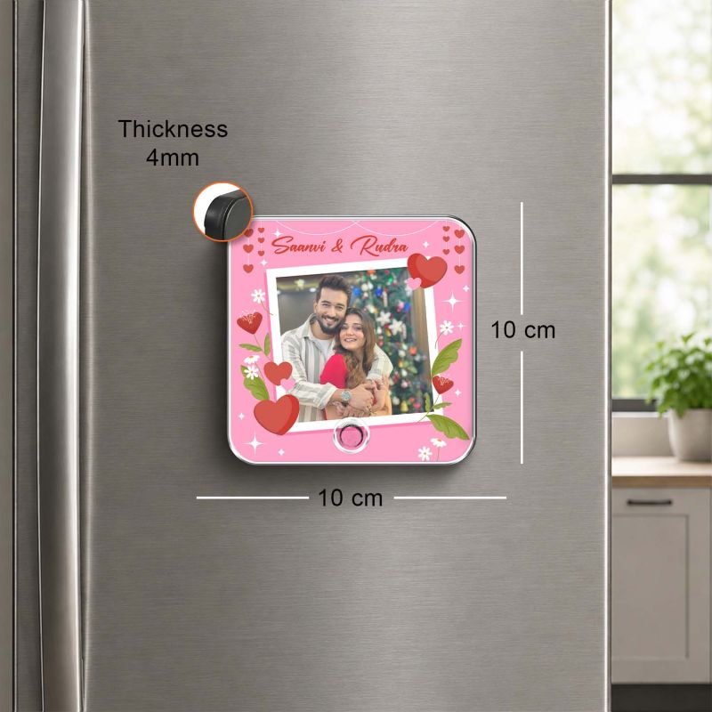 Birthday Gift for Wife  Personalized Musical Fridge Magnet Photo Frame for Couples | Custom Photo & Audio Playable Song Frame Type-C Rechargeable Smart Memory Fridge Magnet